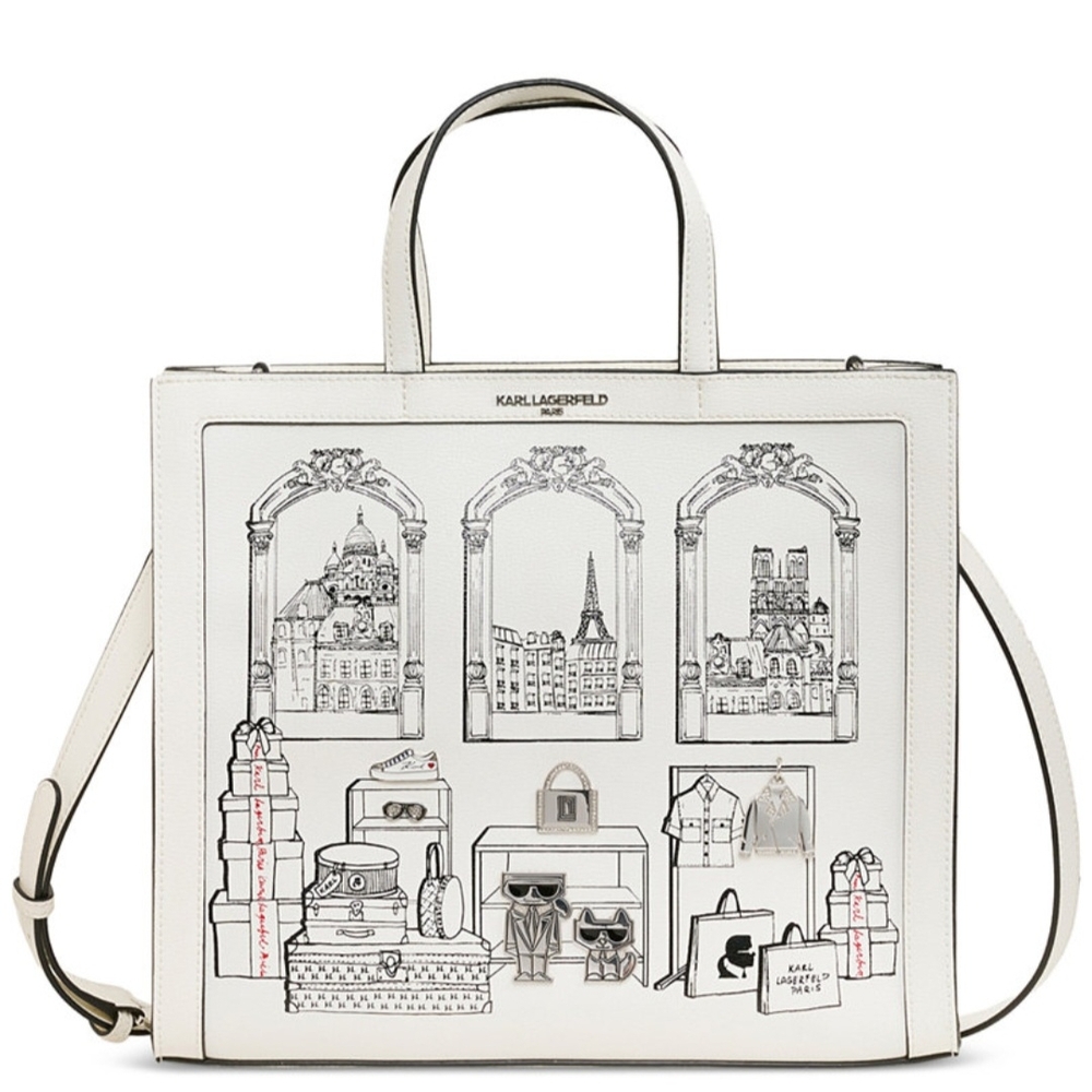 Karl Lagerfeld Illustrated White Tote